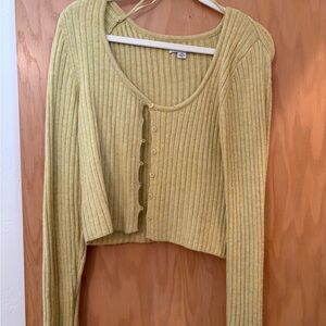 Women's Ribbed Knit Cardigan in Yellow